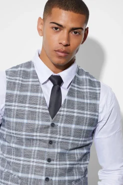 boohooMAN Super Skinny Check Waistcoat | UK| Suits & Tailoring