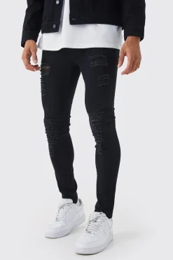 boohooMAN Super Skinny Jeans With All Over Rips | UK| Trousers|Jeans