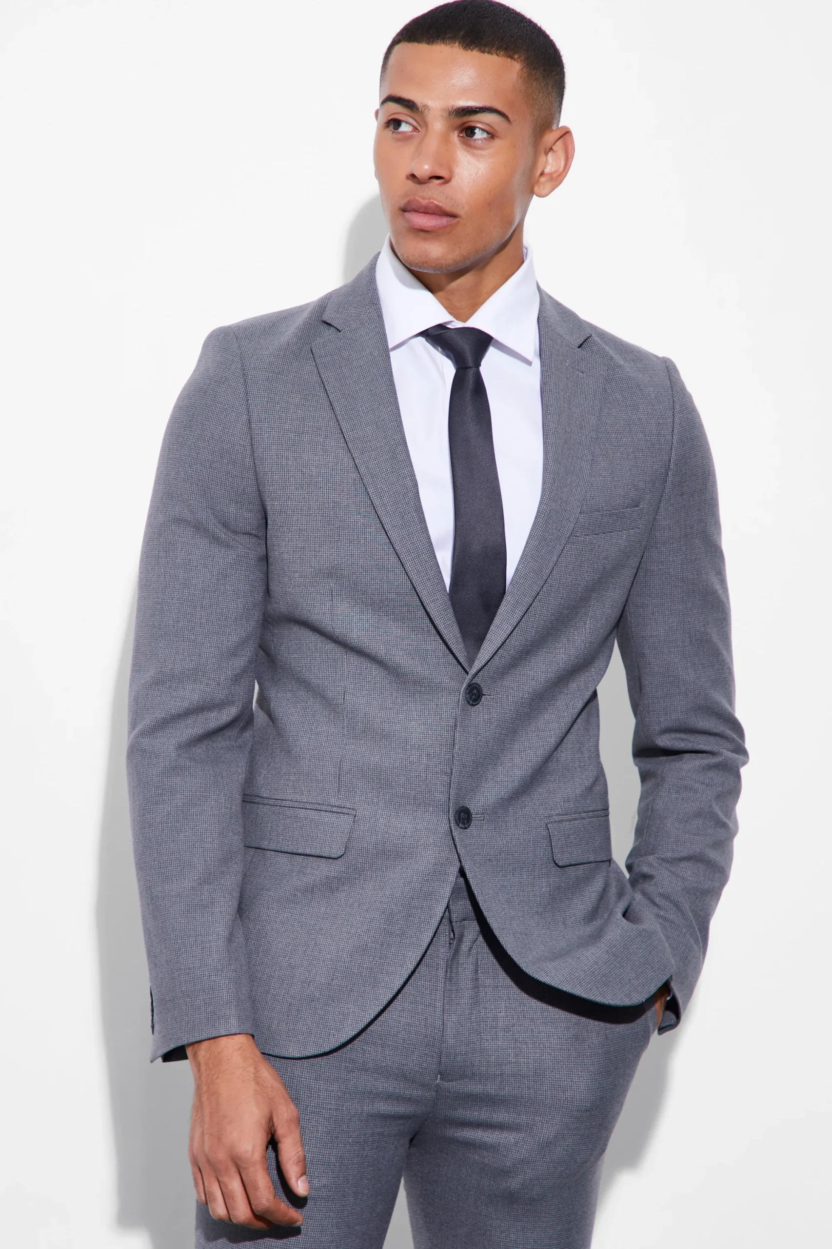 boohooMAN Super Skinny Mini Texture Suit | UK| Suits & Tailoring