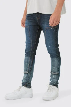 boohooMAN Super Skinny Stretch Carpenter Paint Splatter Jean In Ombre | UK| Trousers|Jeans