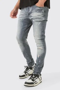 boohooMAN Super Skinny Stretch Ripped Jean In Dirty Wash | UK| Trousers|Jeans