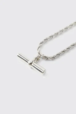 boohooMAN T Bar Pendant Necklace In | UK| Jewellery & Watches