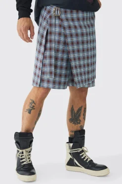 boohooMAN Tailored Check Shorts With Skirt Overlay | UK| Shorts