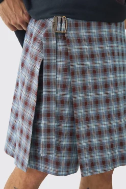 boohooMAN Tailored Check Shorts With Skirt Overlay | UK| Shorts