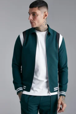 boohooMAN Tailored Collared Varsity Bomber Jacket | UK| Suits & Tailoring|Sets & Co-Ords