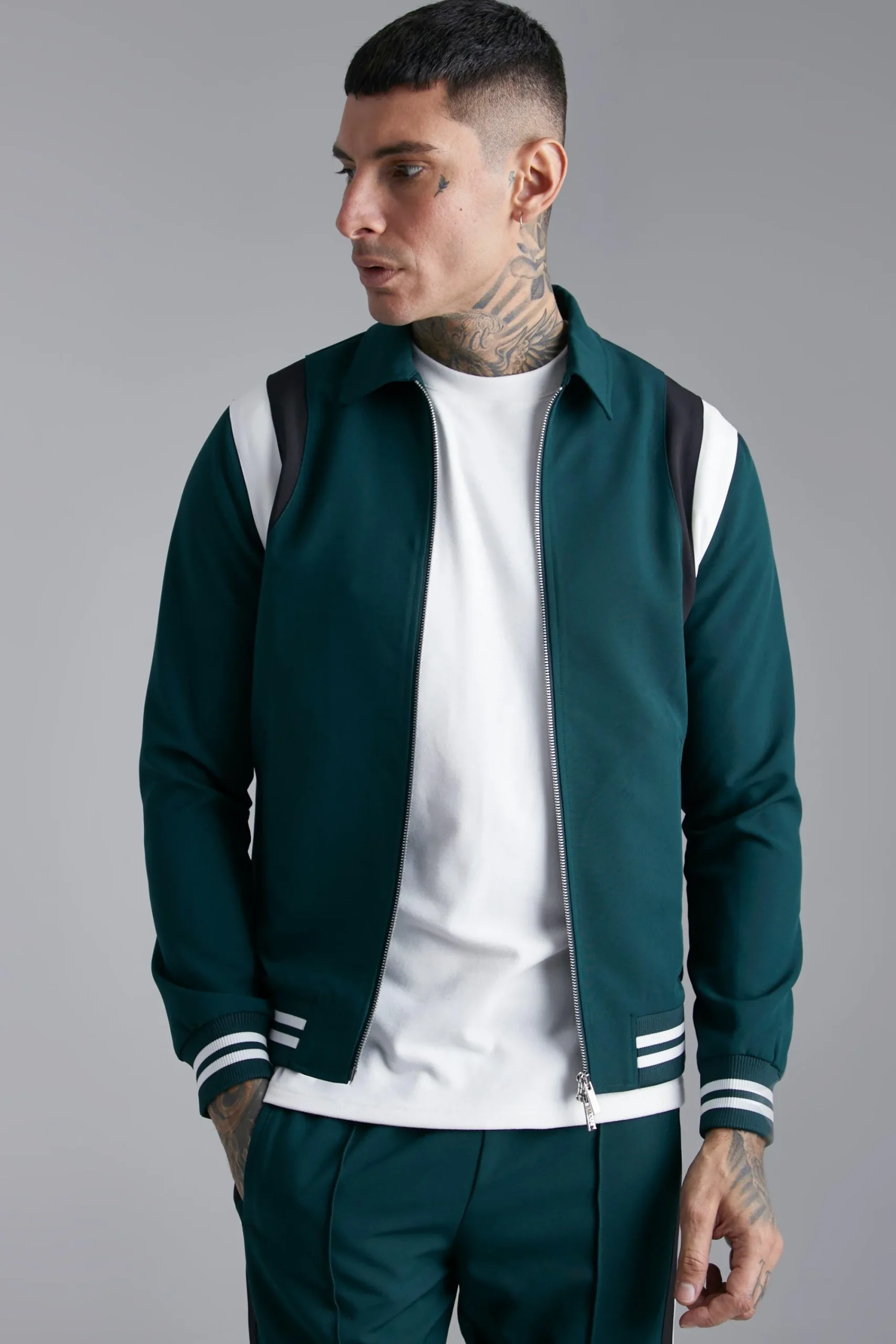 boohooMAN Tailored Collared Varsity Bomber Jacket | UK| Suits & Tailoring|Sets & Co-Ords