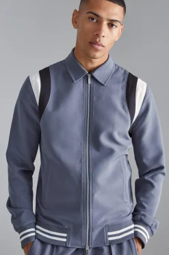 boohooMAN Tailored Collared Varsity Bomber Set | UK| Sets & Co-Ords