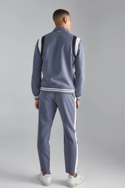 boohooMAN Tailored Collared Varsity Bomber Set | UK| Sets & Co-Ords