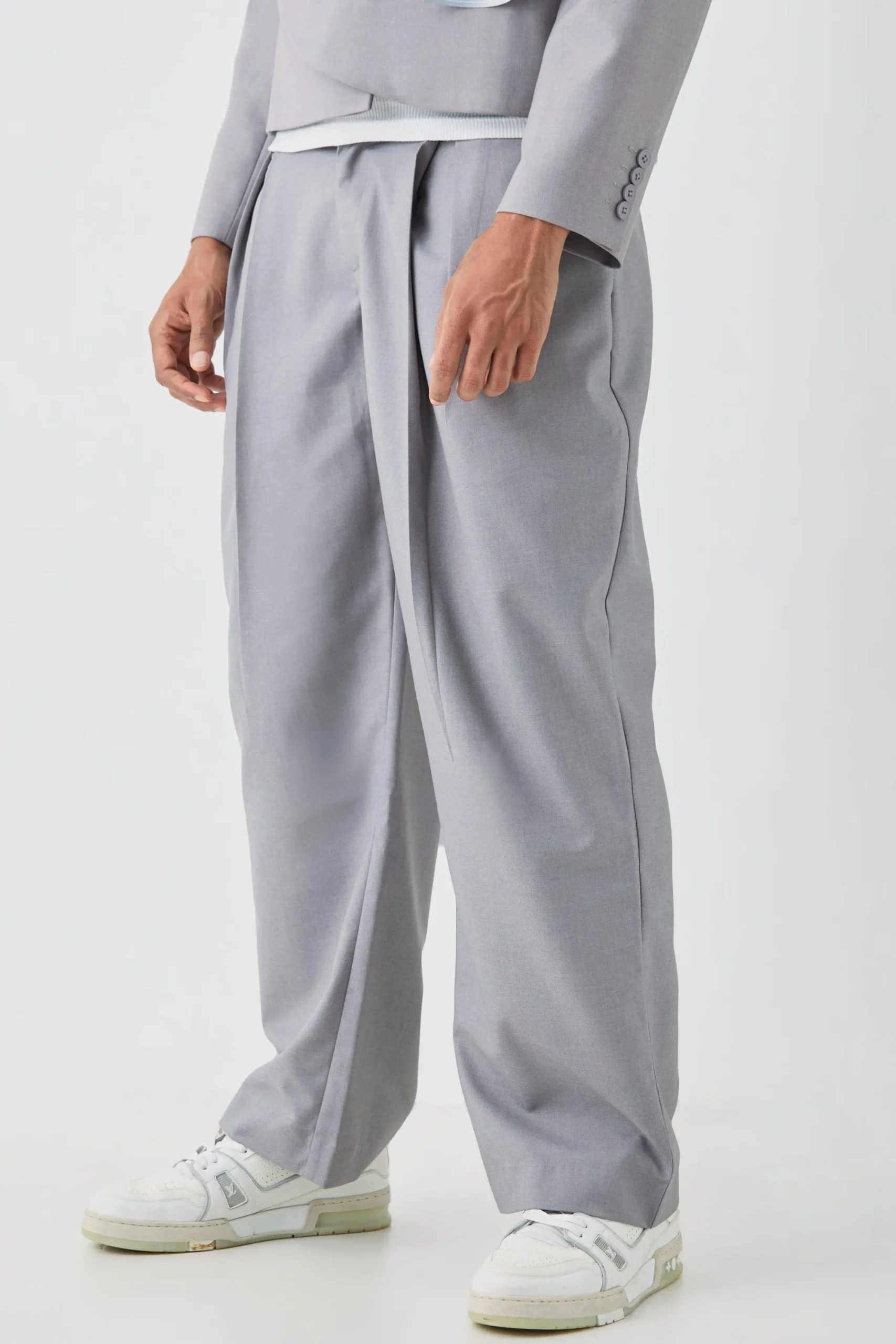 boohooMAN Tailored Fixed Waist Wide Leg Pleated Trouser In | UK| Suits & Tailoring|Trousers
