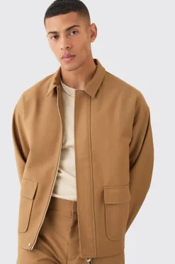 boohooMAN Tailored Regular Fit Pocket Front Zip Up Harrington Jacket | UK| Suits & Tailoring