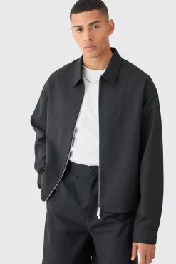 boohooMAN Tailored Zip Up Boxy Fit Harrington Jacket | UK| Suits & Tailoring