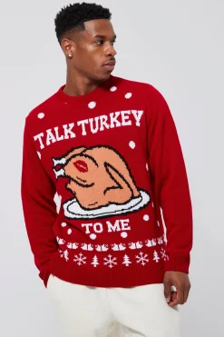 boohooMAN Talk Turkey To Me Christmas Jumper | UK| Knitwear