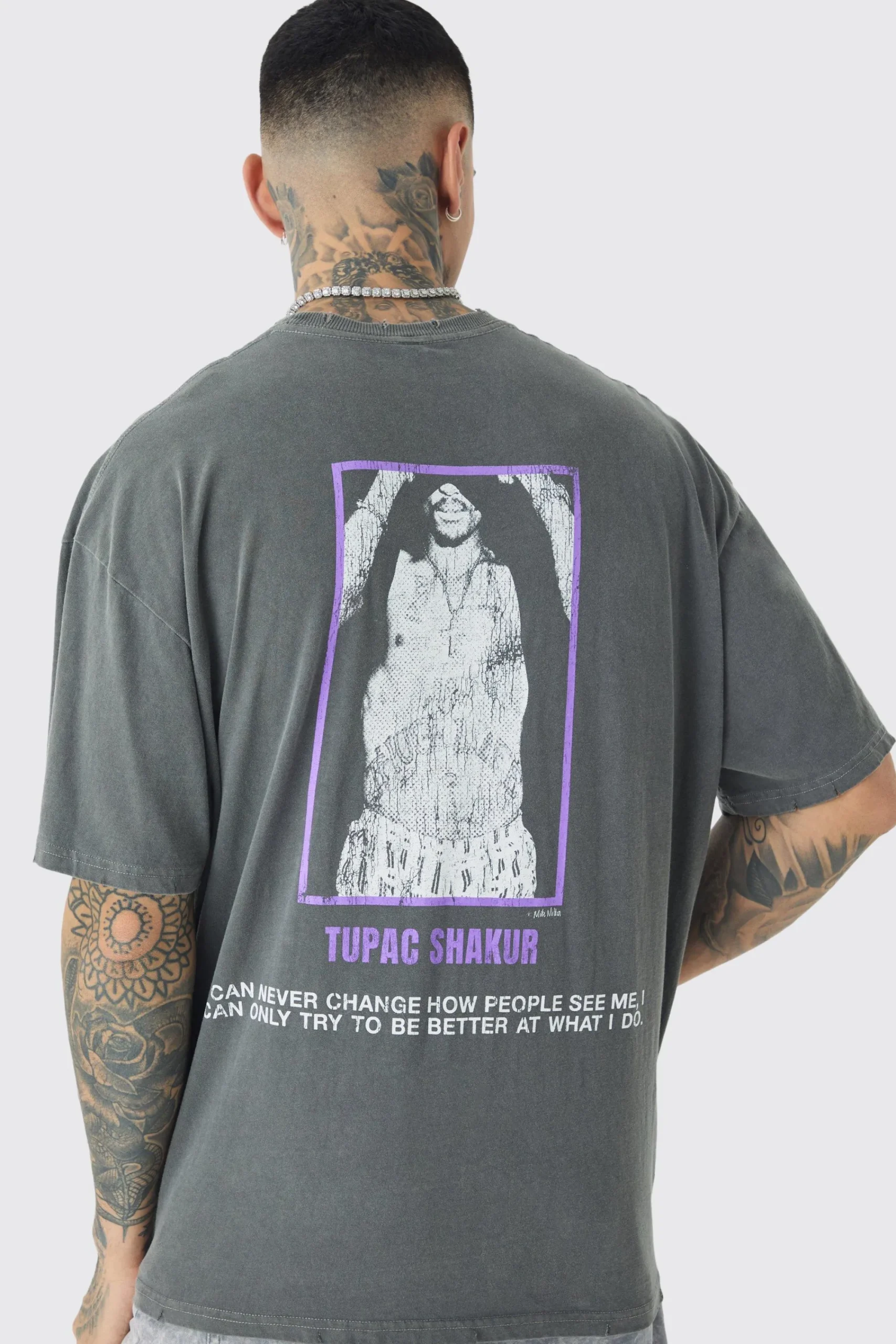Tall 2 Pac Cross Printed License T-shirt In | UK^boohooMAN Outlet