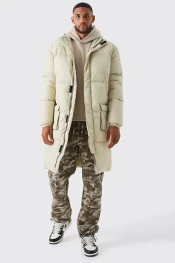 boohooMAN Tall 4 Pocket Longline Hooded Puffer Jacket In | UK| Coats & Jackets