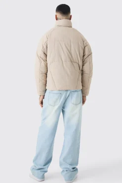 boohooMAN Tall Abstract Quilted Funnel Neck Puffer Jacket In | UK| Coats & Jackets