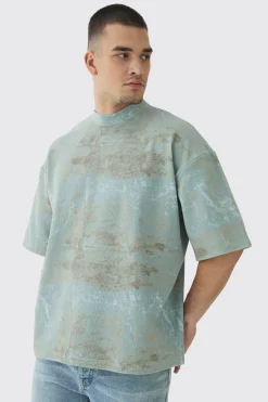 Tall Acid Wash Compact Rib Boxy Oversized T-Shirt | UK^boohooMAN Online