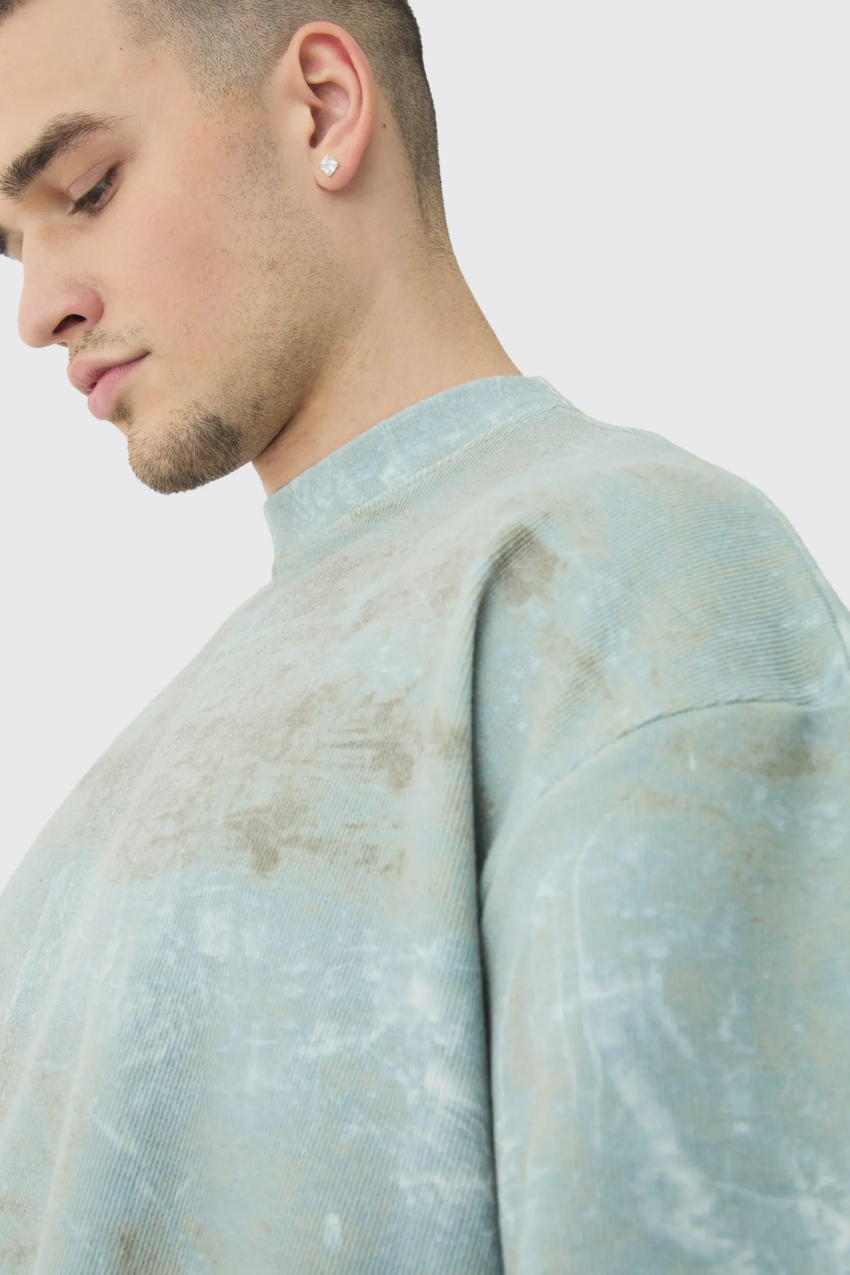 Tall Acid Wash Compact Rib Boxy Oversized T-Shirt | UK^boohooMAN Online