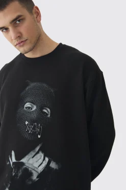 boohooMAN Tall Balaclava Graphic Oversized Sweatshirt | UK| Hoodies & Sweatshirts