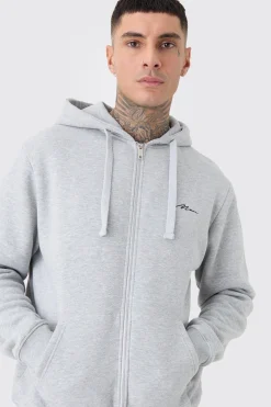 boohooMAN Tall Basic Man Signature Zip Through Hoodie In | UK| Hoodies & Sweatshirts