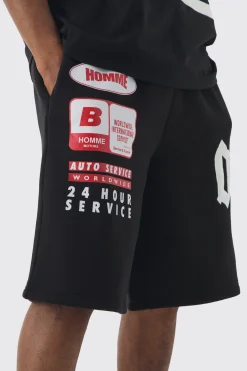 boohooMAN Tall Basketball Washed Applique Moto Printed Shorts | UK| Shorts