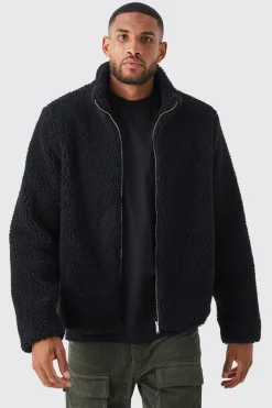 boohooMAN Tall Borg Funnel Neck Jacket In | UK| Coats & Jackets