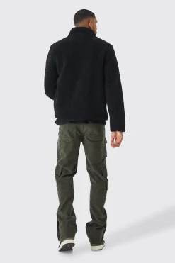 boohooMAN Tall Borg Funnel Neck Jacket In | UK| Coats & Jackets