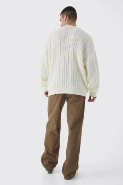 boohooMAN Tall Boucle Cable Knit Boxy Jumper | UK| Knitwear