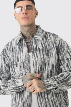 boohooMAN Tall Boxy Fit Fabric Interest Denim Jacket | UK| Coats & Jackets