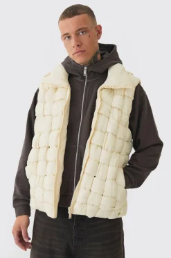 boohooMAN Tall Boxy Fit Hand Weft Padded Gilet In | UK| Coats & Jackets