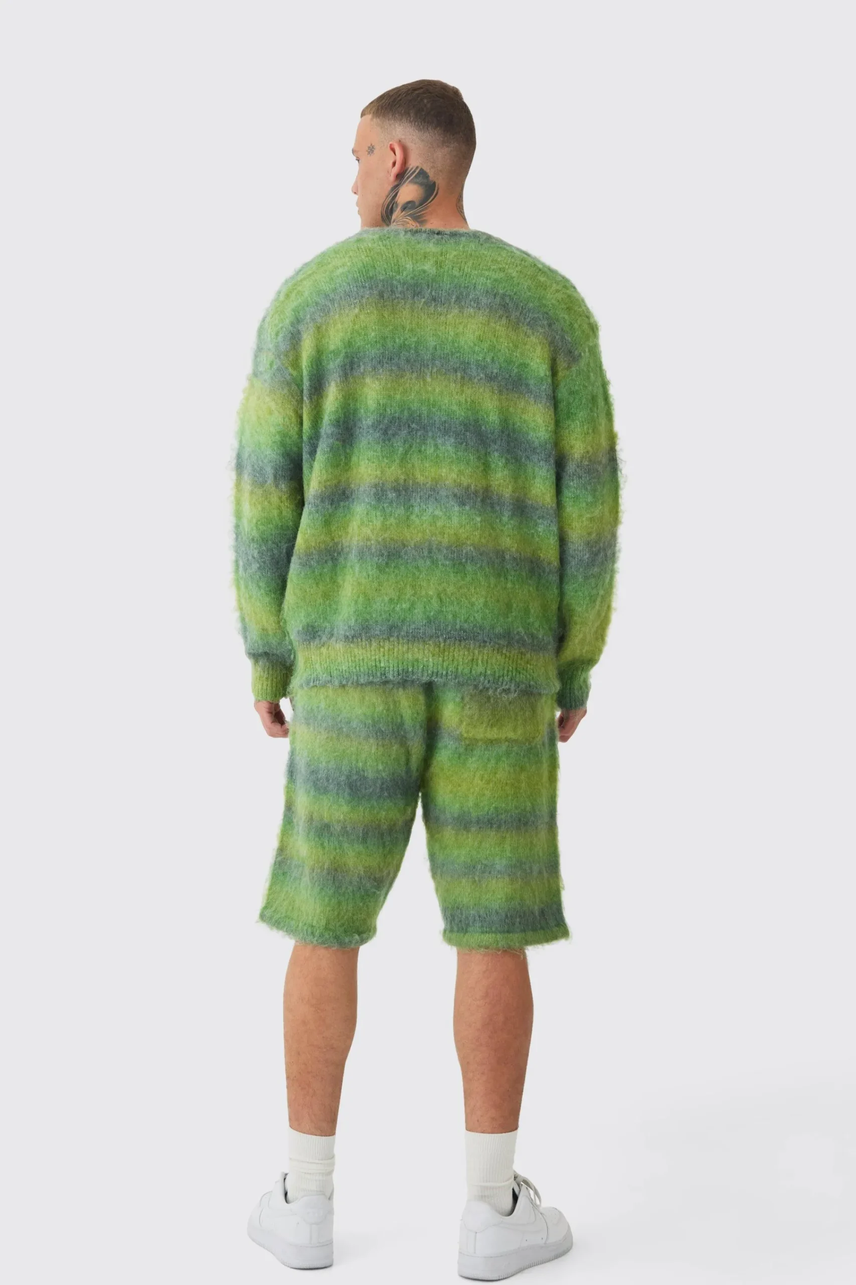 boohooMAN Tall Boxy Fit Knitted Brushed Stripe Cardigan | UK| Knitwear