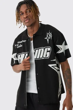 boohooMAN Tall Boxy Fit Knitted Moto Shirt | UK| Shirts