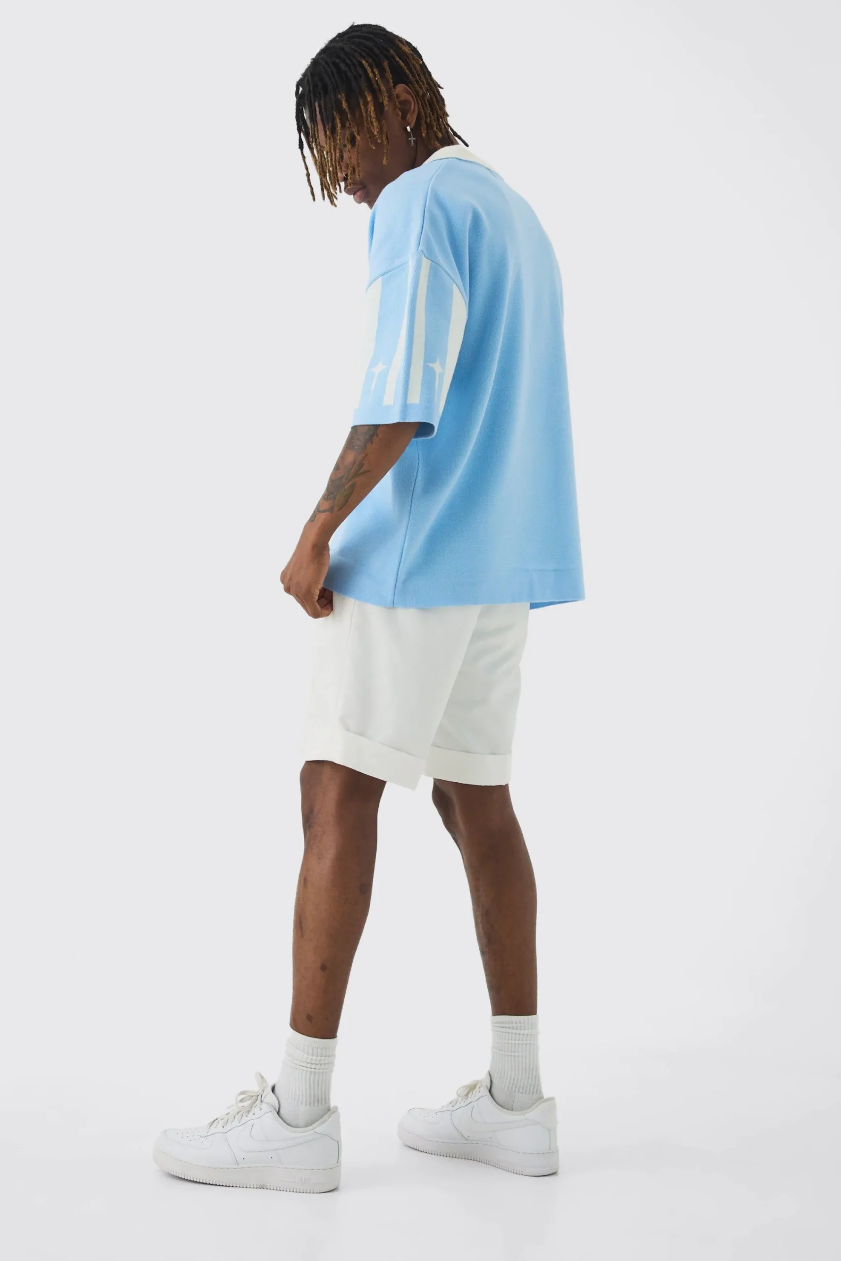 Tall Boxy Moto Knitted Polo | UK^boohooMAN Clearance