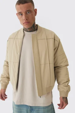 boohooMAN Tall Boxy Panel Padded Nylon Bomber Jacket In | UK| Coats & Jackets