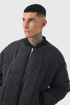 boohooMAN Tall Boxy Peached Square Quilted Bomber Jacket | UK| Coats & Jackets
