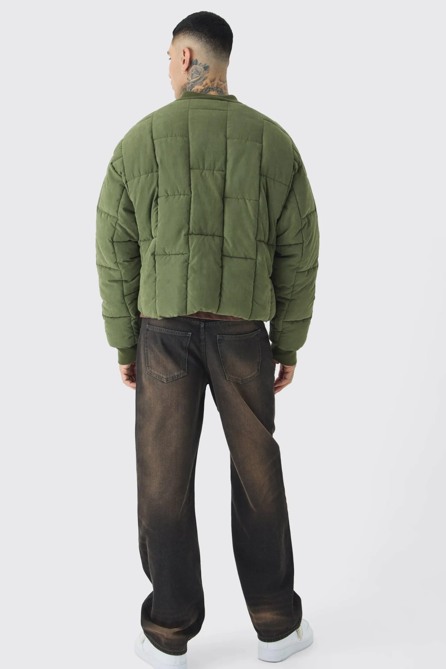 boohooMAN Tall Boxy Peached Square Quilted Bomber Jacket | UK| Coats & Jackets