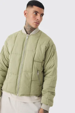 boohooMAN Tall Boxy Quilted Bomber Jacket In | UK| Coats & Jackets