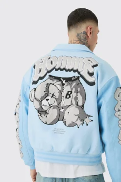 boohooMAN Tall Boxy Teddy Applique Bomber | UK| Coats & Jackets