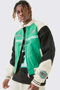 boohooMAN Tall Boxy Twill Biker Panel Moto Jacket | UK| Coats & Jackets