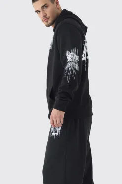 boohooMAN Tall Brooklyn Gothic Varsity Oversized Tracksuit | UK| Tracksuits