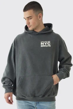 boohooMAN Tall Brooklyn Oversized Graphic Hoodie | UK| Hoodies & Sweatshirts
