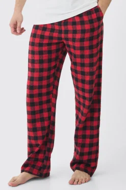 boohooMAN Tall Brushed Check Loungewear Bottoms In | UK| Loungewear