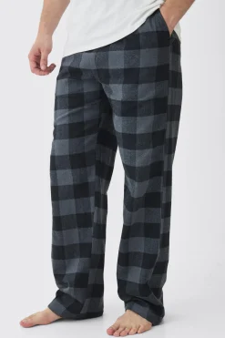 Tall Brushed Check Loungewear Bottom And T-shirt Set In | UK^boohooMAN New