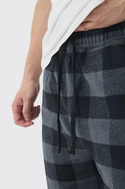 Tall Brushed Check Loungewear Bottom And T-shirt Set In | UK^boohooMAN New