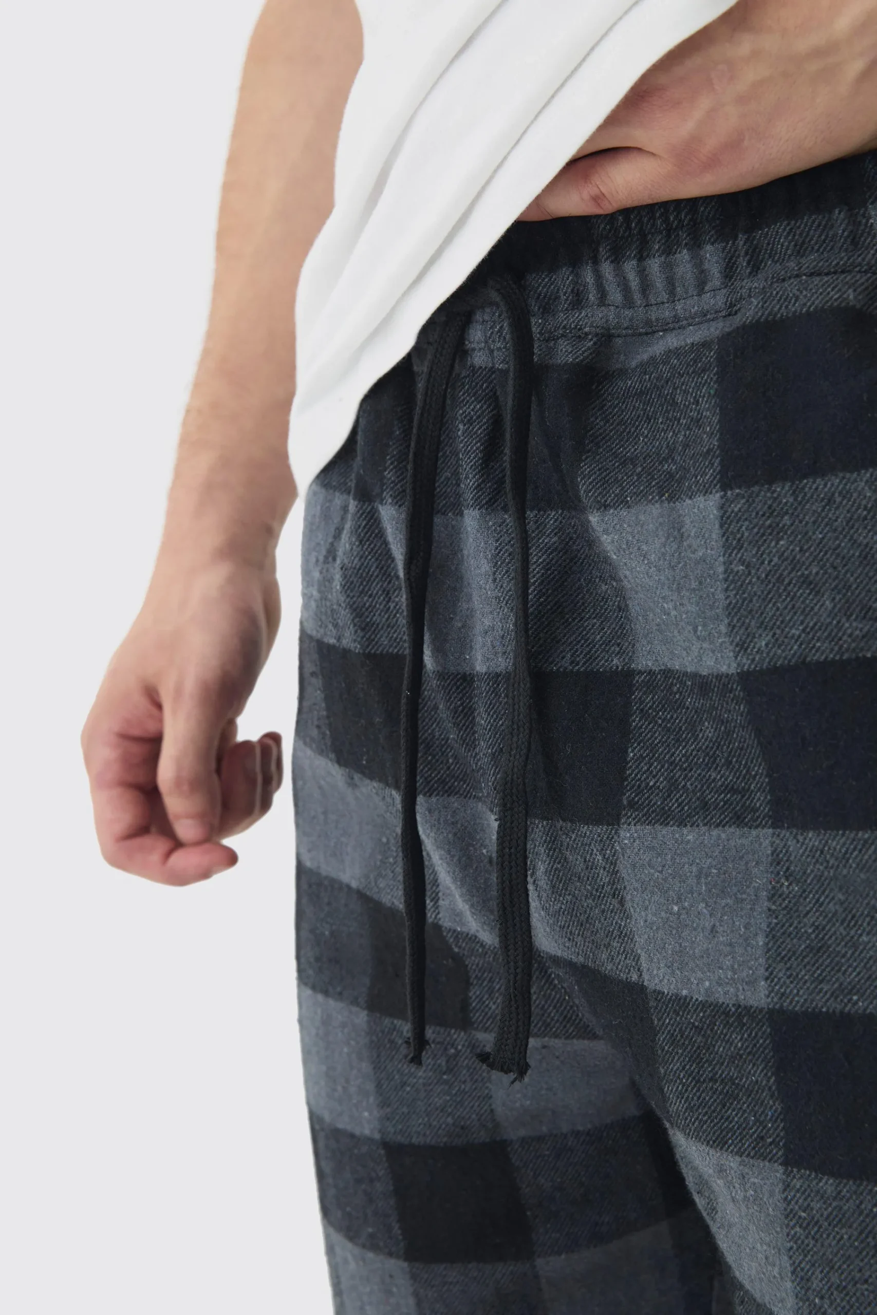 Tall Brushed Check Loungewear Bottom And T-shirt Set In | UK^boohooMAN New