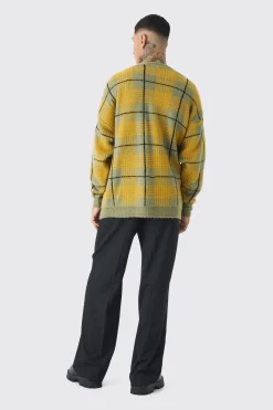 boohooMAN Tall Brushed Knit Check Drop Shoulder Cardigan | UK| Knitwear