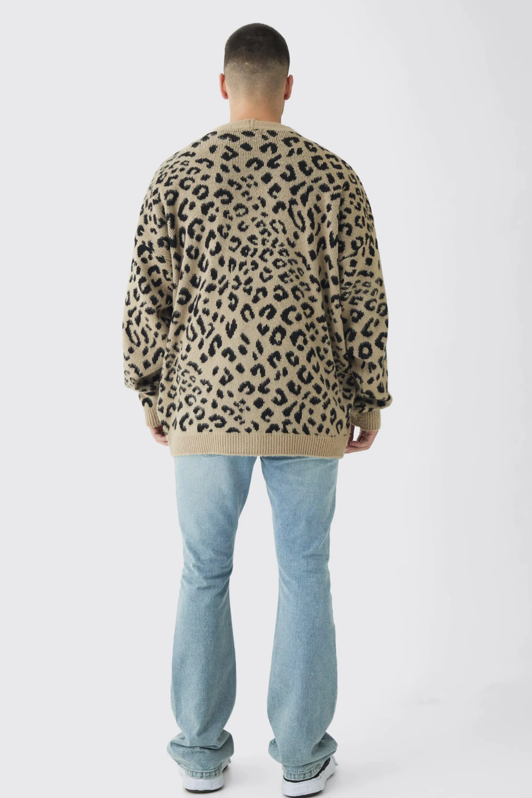 boohooMAN Tall Brushed Knit Leopard Print Oversized Cardigan | UK| Knitwear