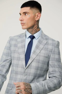 boohooMAN Tall Checked Skinny Fit Blazer | UK| Suits & Tailoring