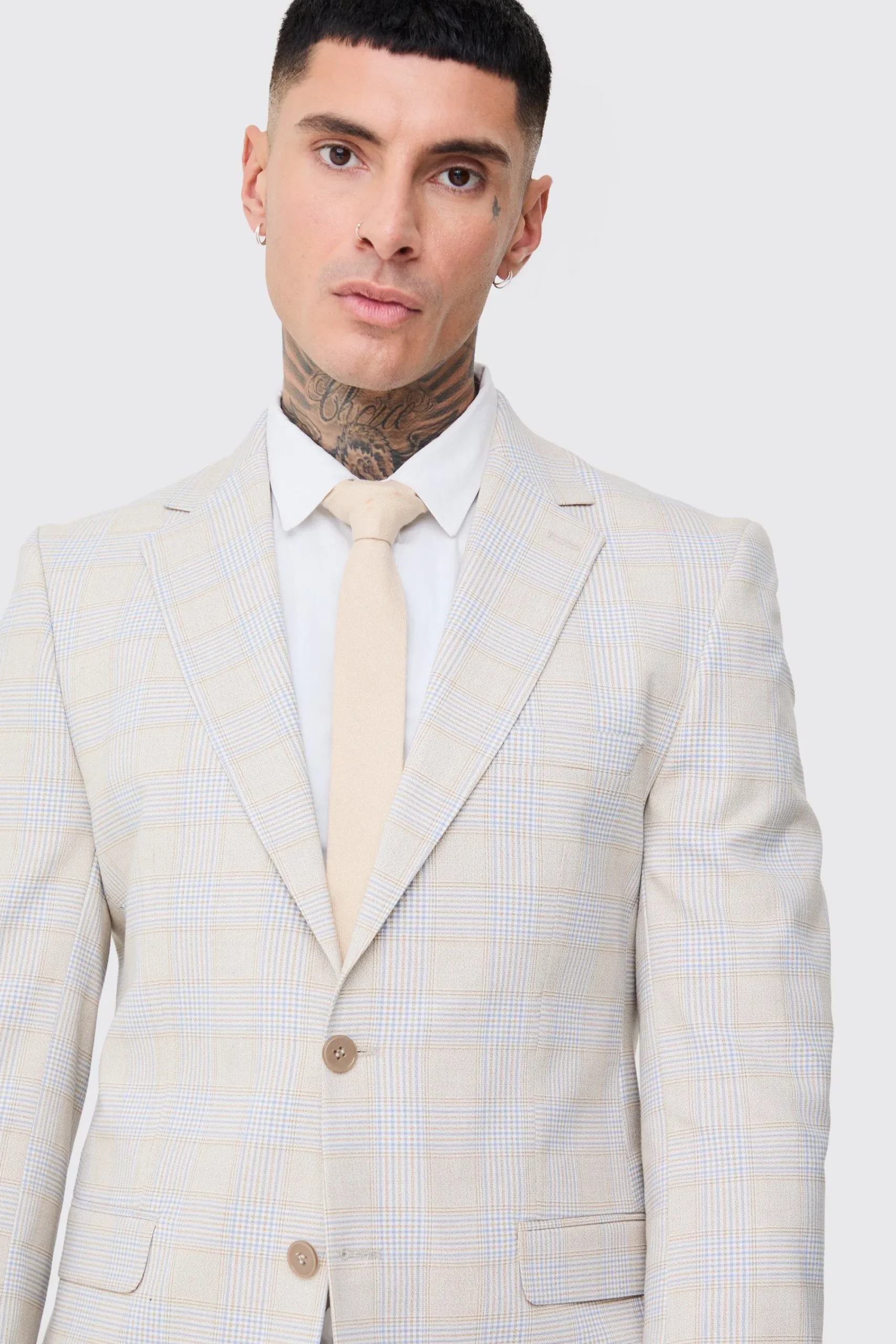 boohooMAN Tall Checked Skinny Fit Blazer | UK| Suits & Tailoring