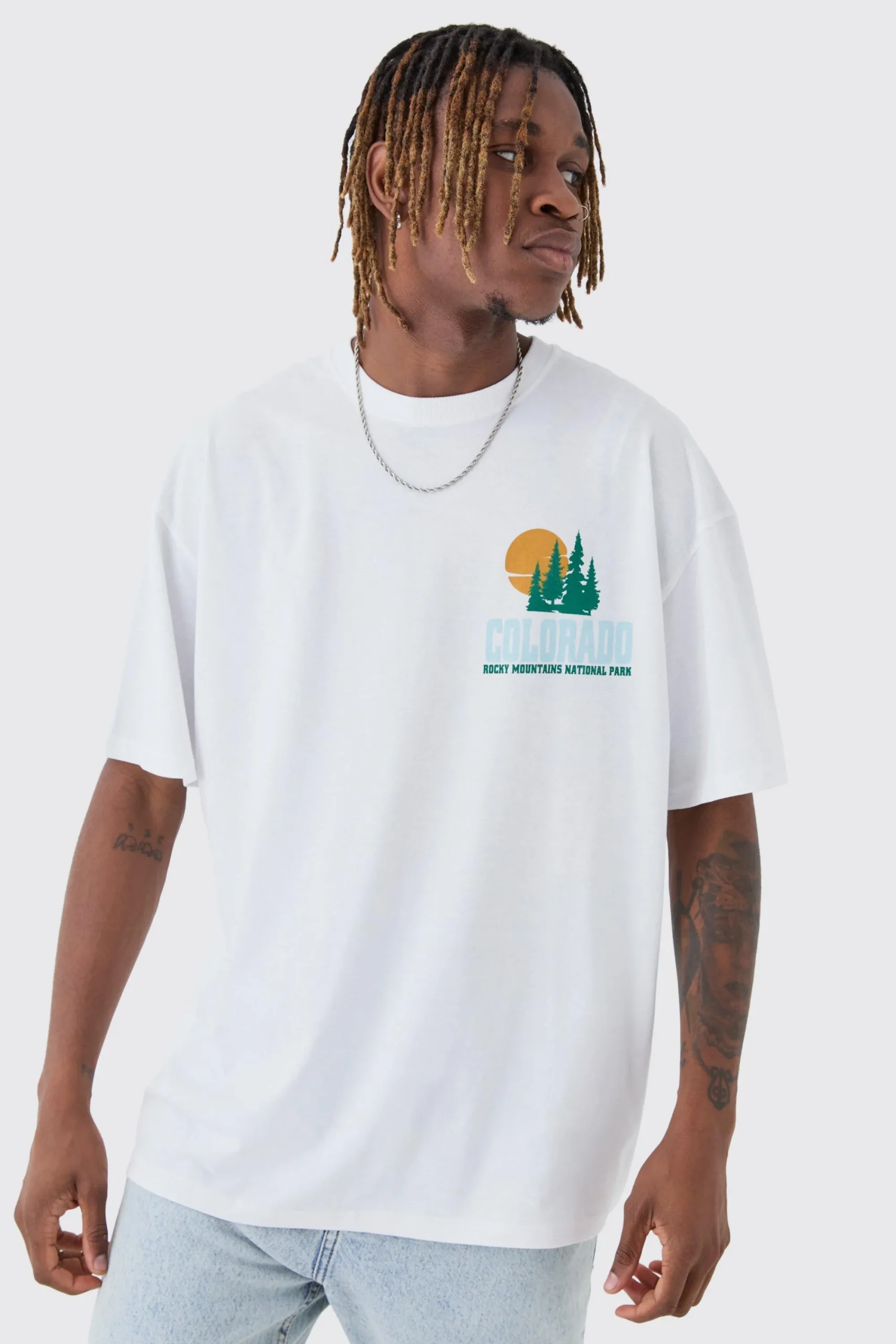 Tall Colorado Back Printed Oversized T-Shirt | UK^boohooMAN New