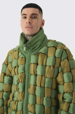 boohooMAN Tall Contrast Hand Weft Padded Puffer Jacket In | UK| Coats & Jackets